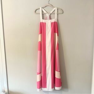 Colorblock Pink Maxi Dress Open Back Strappy Sundress Resort Dress Size S